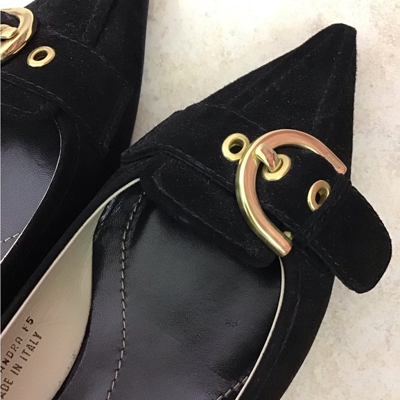 Coach Black Suede Sandra Made in Italy kitten heels size 6 1/2 . - Picture 2 of 8